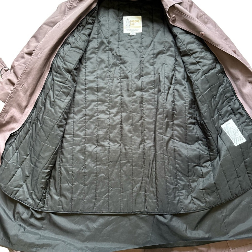 London Fog Mauve Quilted Trench Coat Size 14P Rare Colour Vintage 70s-80s - Picture 16 of 16